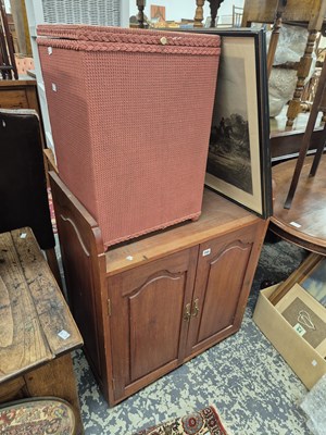 Lot 755 - A mahogany small two door cabinet and a loom...