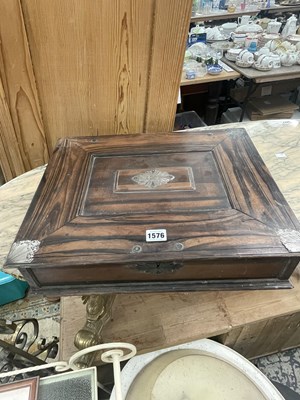 Lot 1576 - A coromandel wood box with white metal mounts....
