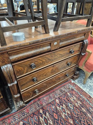Lot 766 - A Victorian chest of four drawers with carved...