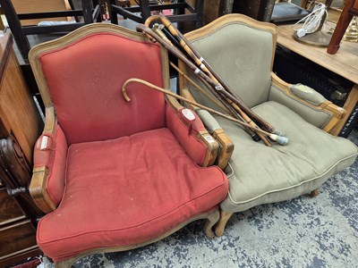 Lot 767 - A pair of french style armchairs.