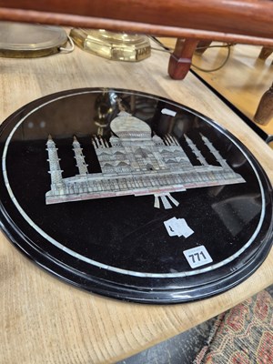 Lot 771 - A slate and MOP inlaid panel.