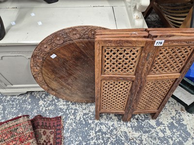 Lot 776 - A Brass inlaid hardwood occasional table with...