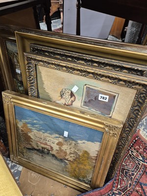 Lot 782 - Five framed needlework pictures.
