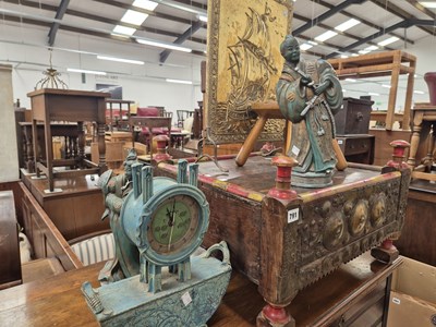 Lot 791 - An oriental low table, a pair of figurines and...