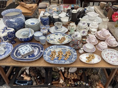 Lot 1593 - Chinese plates painted with fish, British blue...