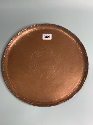 Lot 369 - An arts and crafts copper tray in the manner...