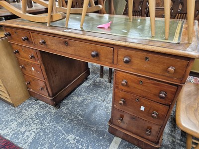 Lot 807 - A Victorian mahogany twin pedestal desk.