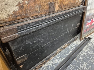 Lot 836 - A large antique pine tool chest.