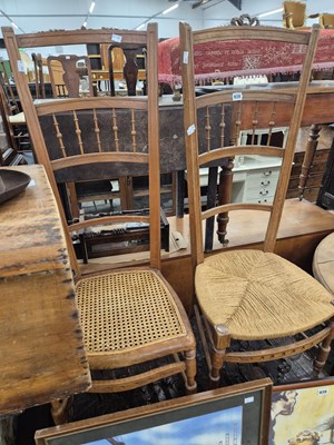 Lot 838 - Two antique french high back side chairs with...