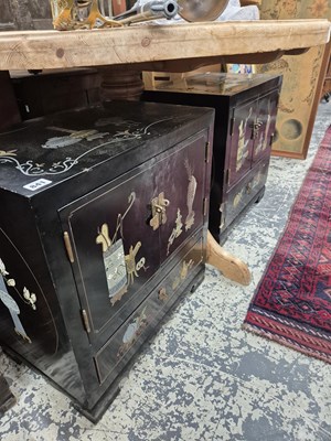 Lot 841 - A Pair of vintage lacquer decorated side...