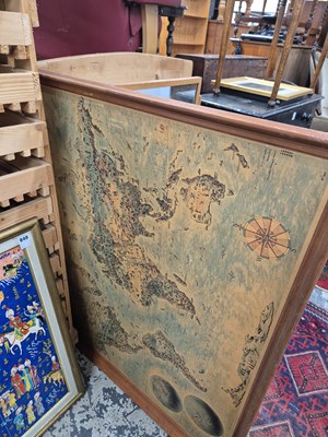 Lot 849 - A vintage framed world map.