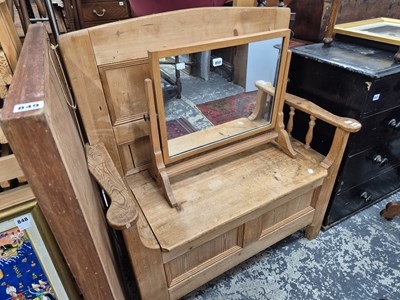 Lot 851 - A pine box seat settle.