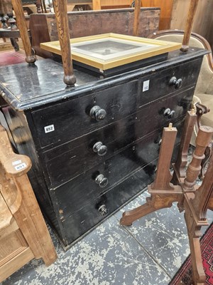 Lot 852 - An antique painted pine chest of drawers.