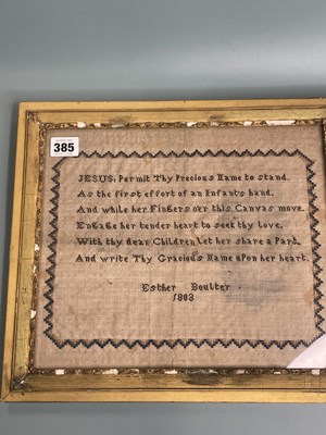 Lot 385 - A 1803 sampler, by Esther Boulter
