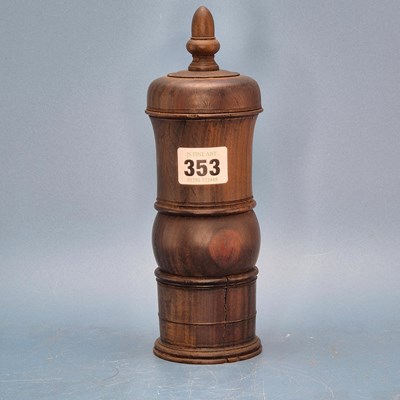 Lot 353 - A lignum vitae coffee grinder, the ground...
