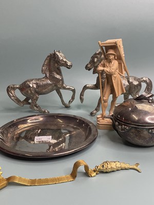 Lot 387 - A pair of silver-plated small horse sculptures...