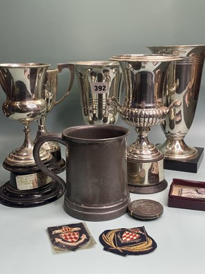 Lot 392 - A selection of Yachting trophies, a pewter...