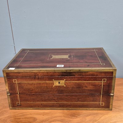 Lot 366 - A brass bound mahogany writing slope named and...