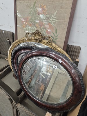 Lot 918 - Three antique wall mirrors and a fir screen.