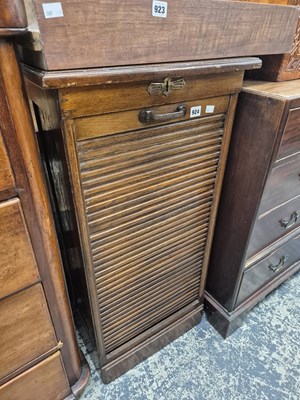 Lot 924 - An oak tambour front file cabinet.