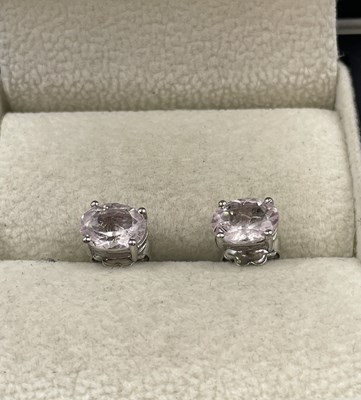 Lot 272 - A pair of silver and morganite stud earrings.