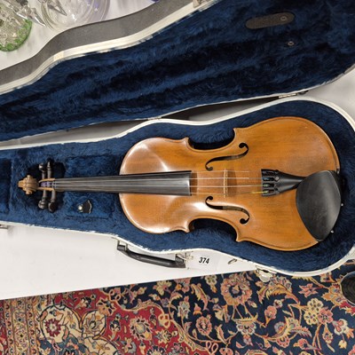 Lot 374 - A German violin labelled for Stradivarius, the...