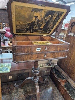 Lot 932 - A Regency mahogany work table on a tripod base.