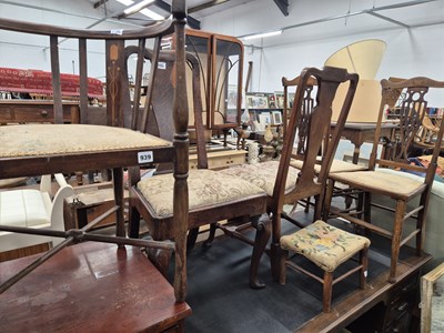 Lot 939 - An Edwardian inlaid corner chair, two...