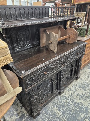 Lot 948 - A 19th-century side cabinet with a raised...