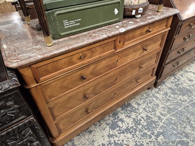 Lot 951 - A french walnut five drawer washstand chest...