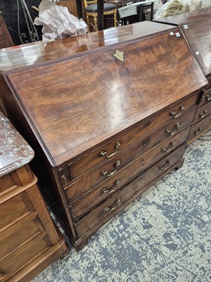 Lot 952 - A large Georgian mahogany bureau. Prov....