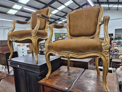 Lot 958 - A pair of french gilt decorated fauteuil...