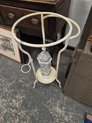 Lot 967 - A wrought iron wash bowl stand and a lantern.