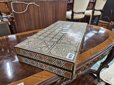 Lot 973 - A micro mosaic inlaid back gammon folding board.