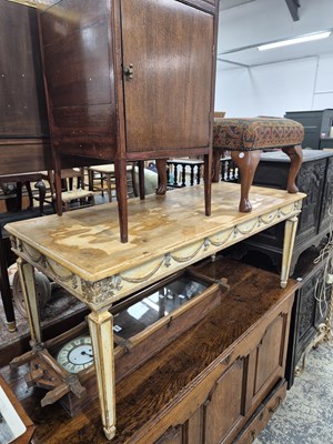 Lot 989 - A painted regency style coffee table, a square...