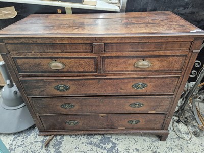 Lot 999 - A late Georgian oak and crossbanded chest of...