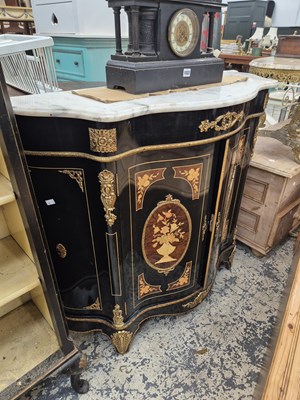 Lot 1021 - A French-style marble-topped serpentine side...