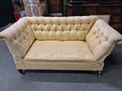Lot 1037 - An Edwardian button back drop end small sofa....