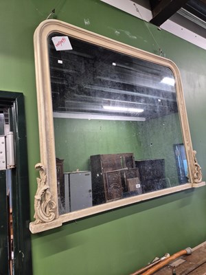 Lot 1053 - A large painted frame overmantle mirror.