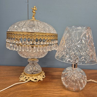 Lot 395 - An ormolu mounted glass table lamp, the...
