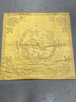 Lot 417 - A Chinese yellow silk woven panel.