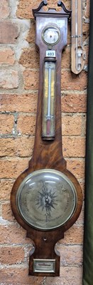 Lot 403 - A mahogany banjo barometer by Durran, Banbury...