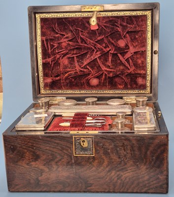 Lot 413 - A rosewood dressing box with electroplate...