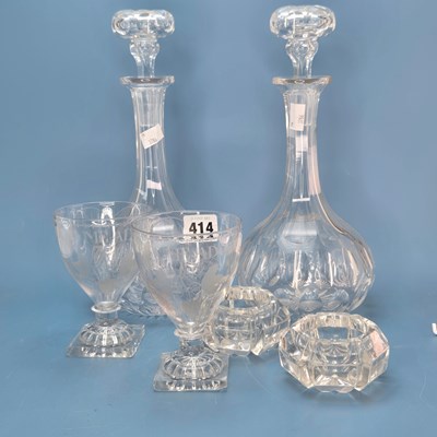 Lot 414 - A pair of square based rummers inscribed to...