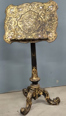 Lot 425 - A gilt and mother of pearl inlaid music stand...