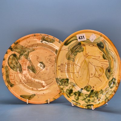 Lot 431 - Two Whichford pottery plates sgraffito...