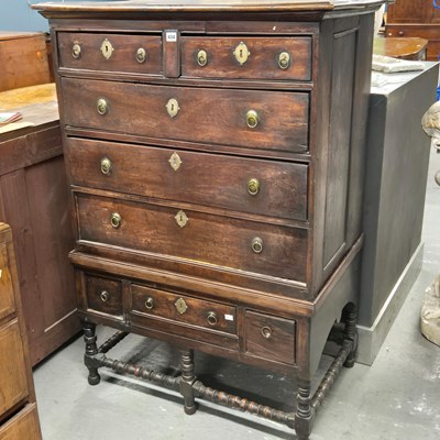 Lot 434 - A 19th century fruitwood chest on stand, the...