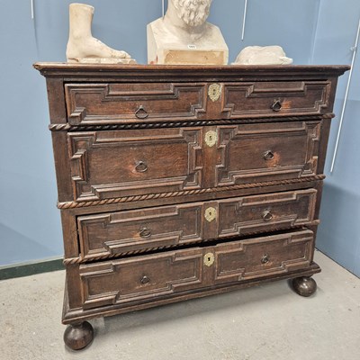 Lot 437 - A late 17th/early 18th century oak chest of...