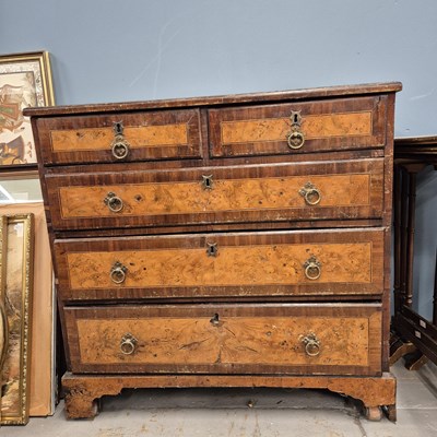 Lot 442 - A 19th century cross banded burr wood chest of...