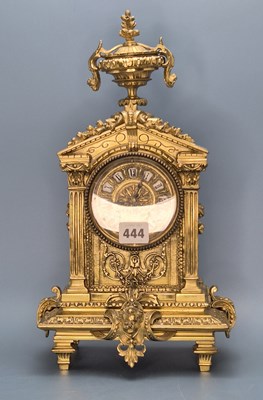 Lot 444 - A French brass cased mantel clock striking on...